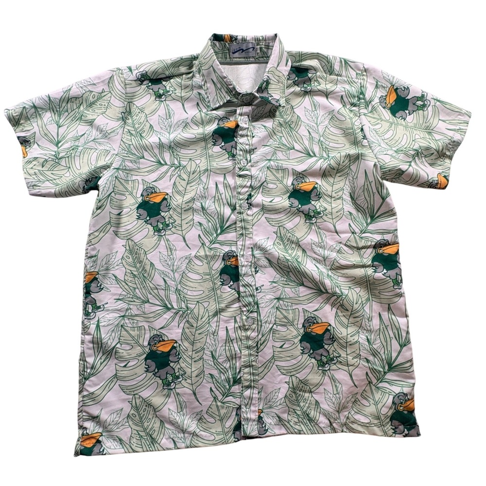 BWM Global UNCW Seahawks Tropical Button Down Shirt Mens M Green White Mascot